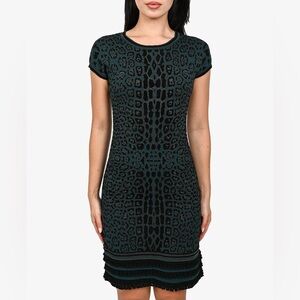 Roberto Cavalli | S | Dark Teal & Black Animal Print Knit Dress